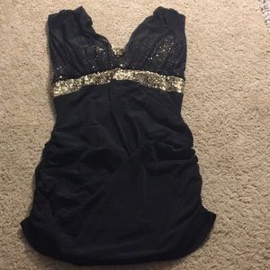 Black and Gold Sequin Dress